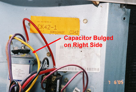 Capacitor Can is Bulged at Top on Right Side