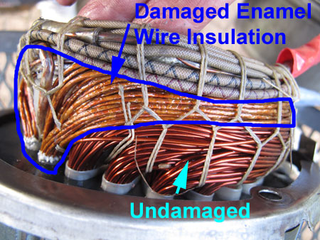 Damaged Motor Wire Insulation