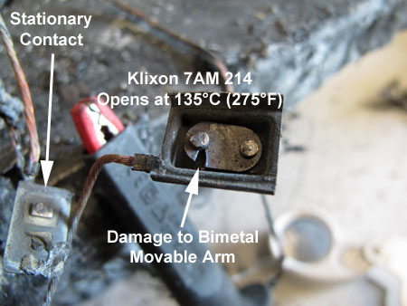 Damaged Klixon Series 7AM Thermal Protector
