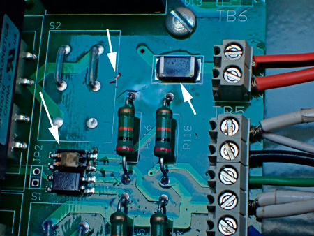 Close UP of Lightning Damage to the Generator Transfer Switch Control Board
