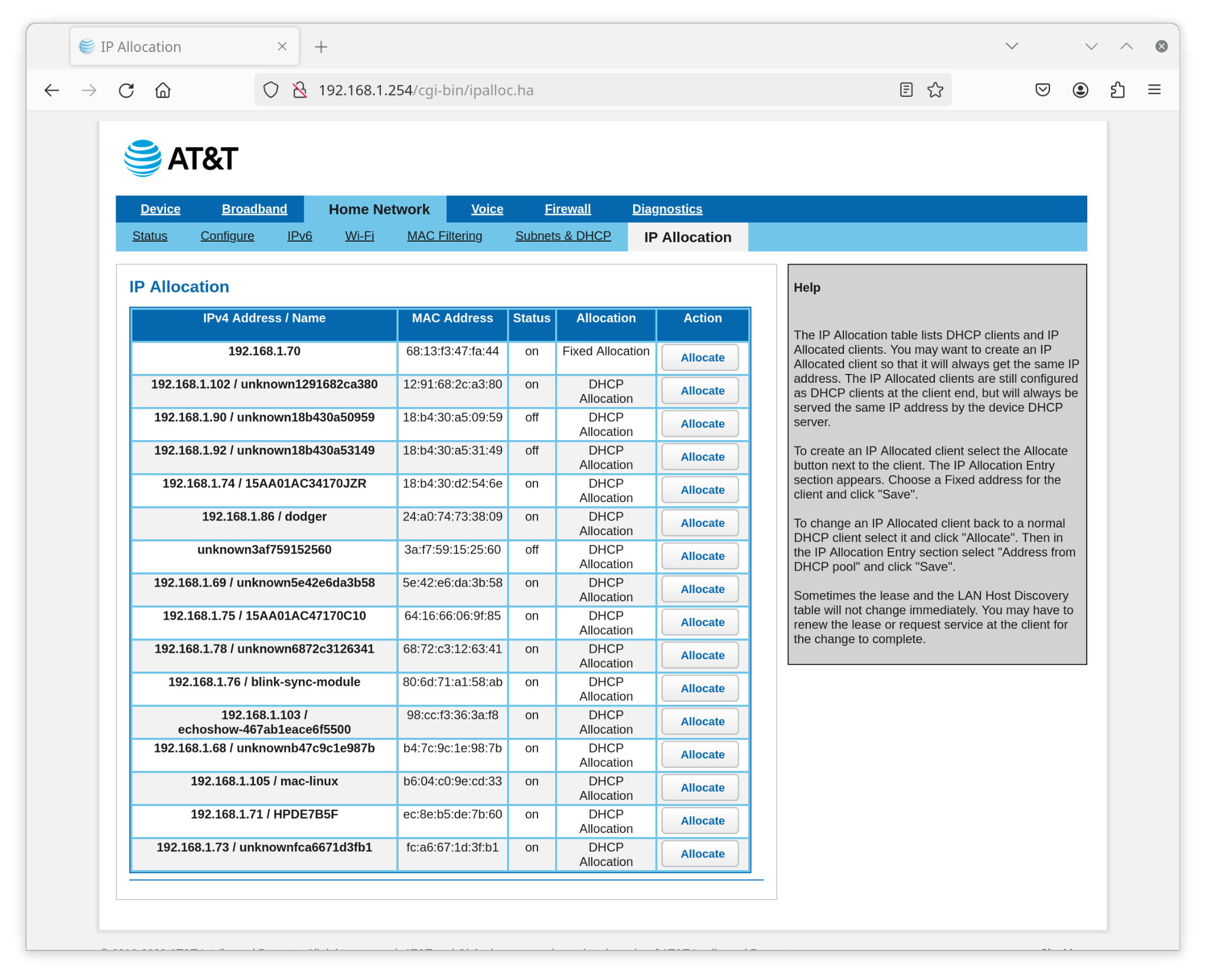 ATT Fiber Router - Fixed IP Address