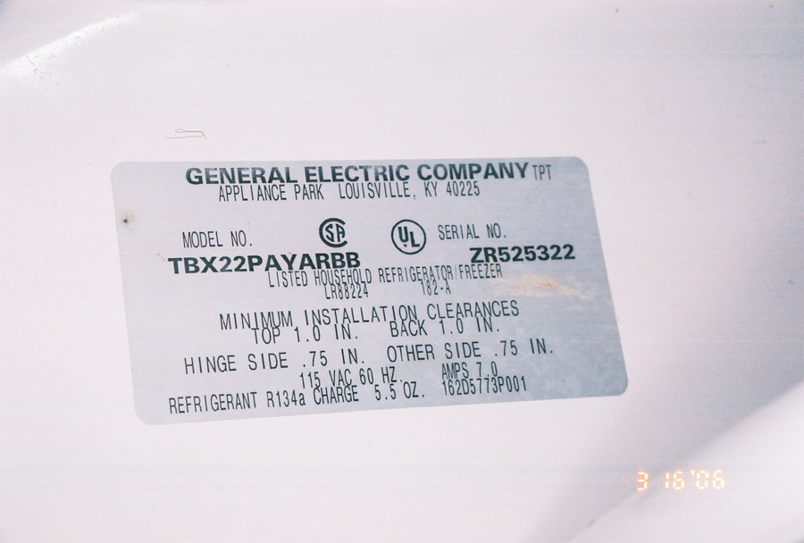 general electric refrigerator serial number ma419143